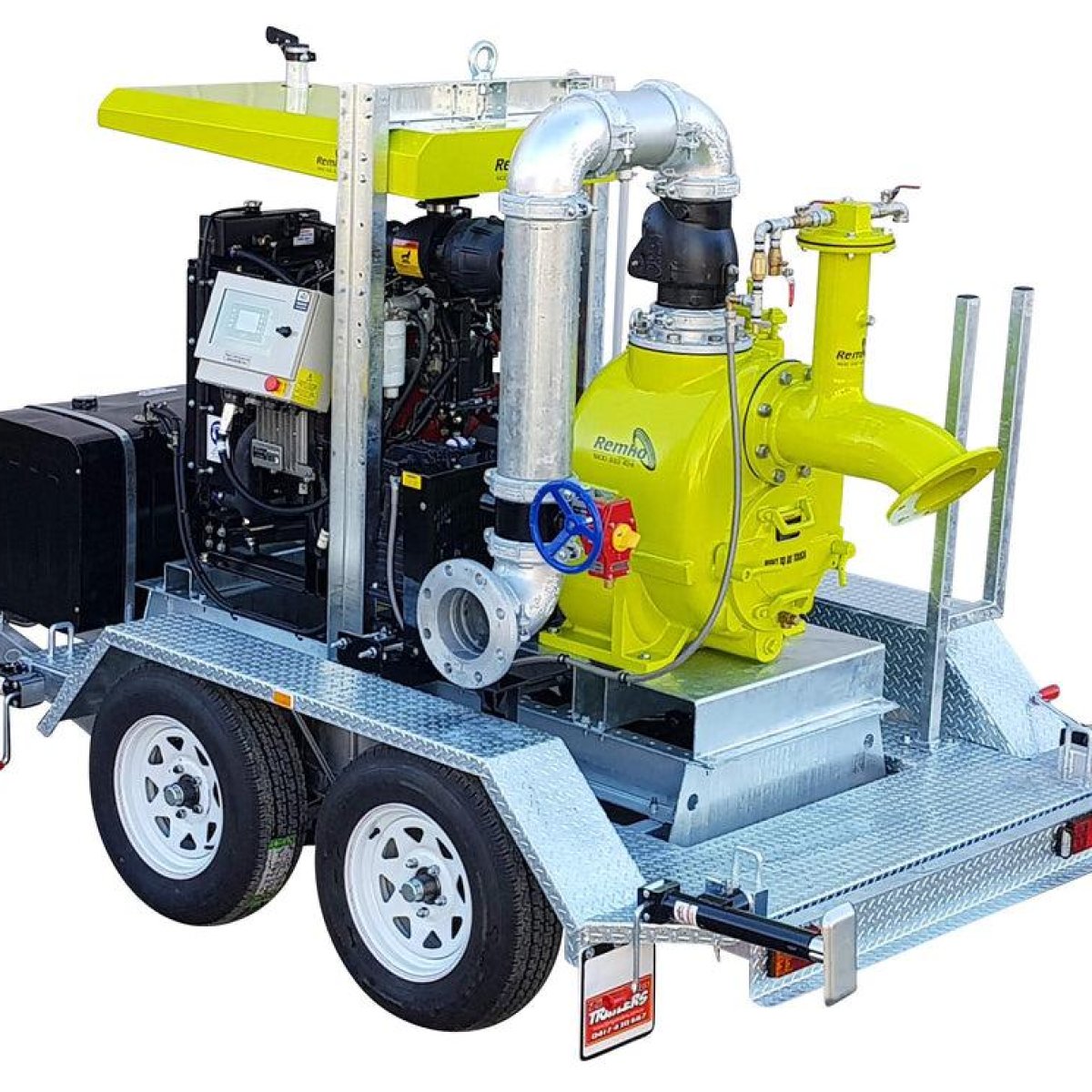 Trailer-mounted trash pumps