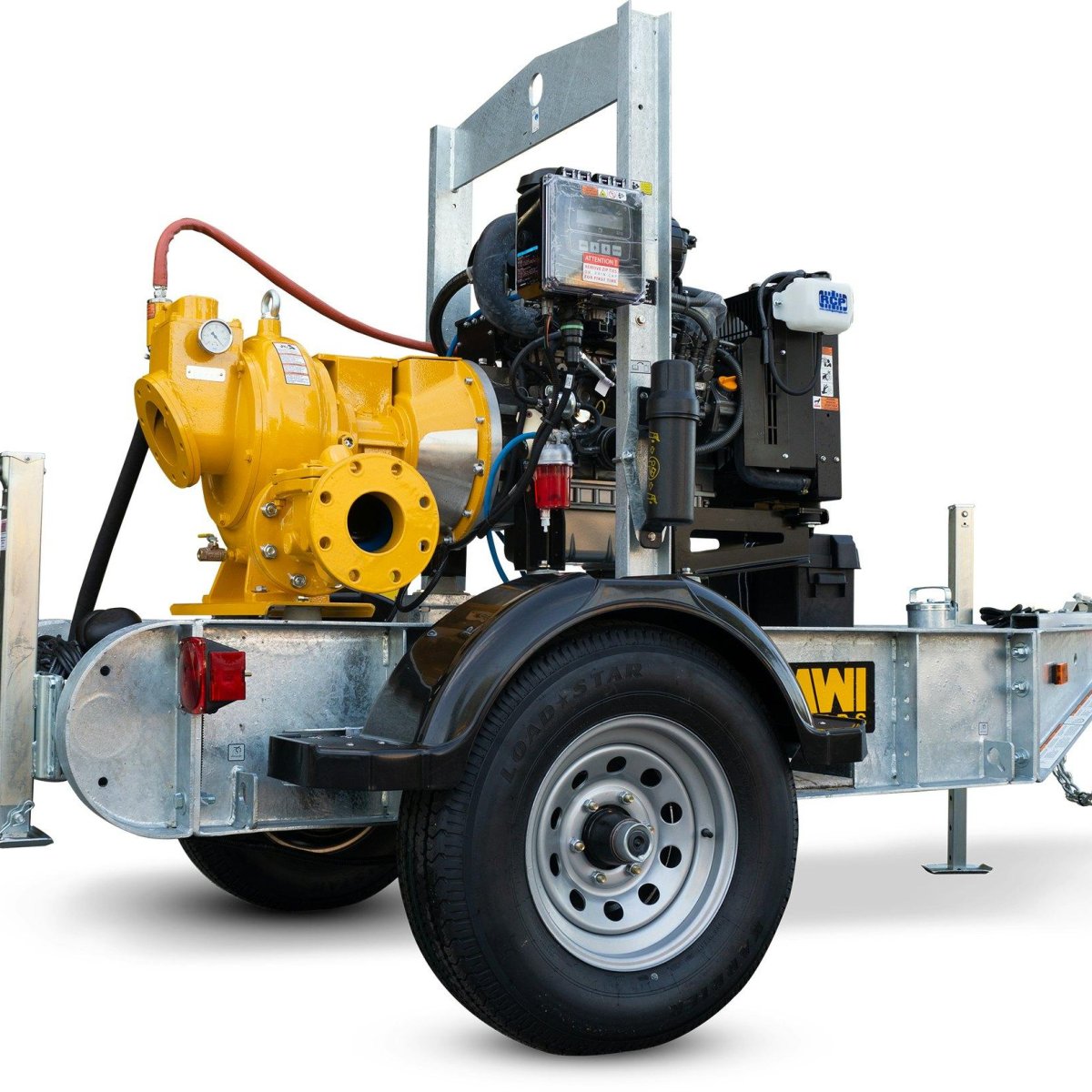 Trailer-mounted trash pumps