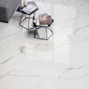 Marble-look porcelain tiles