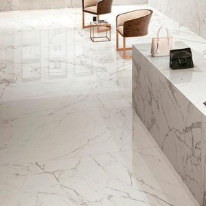 Marble-look porcelain tiles