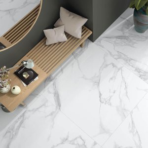 Marble-look porcelain tiles